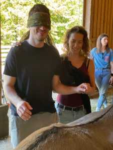 Studierende mit Esel